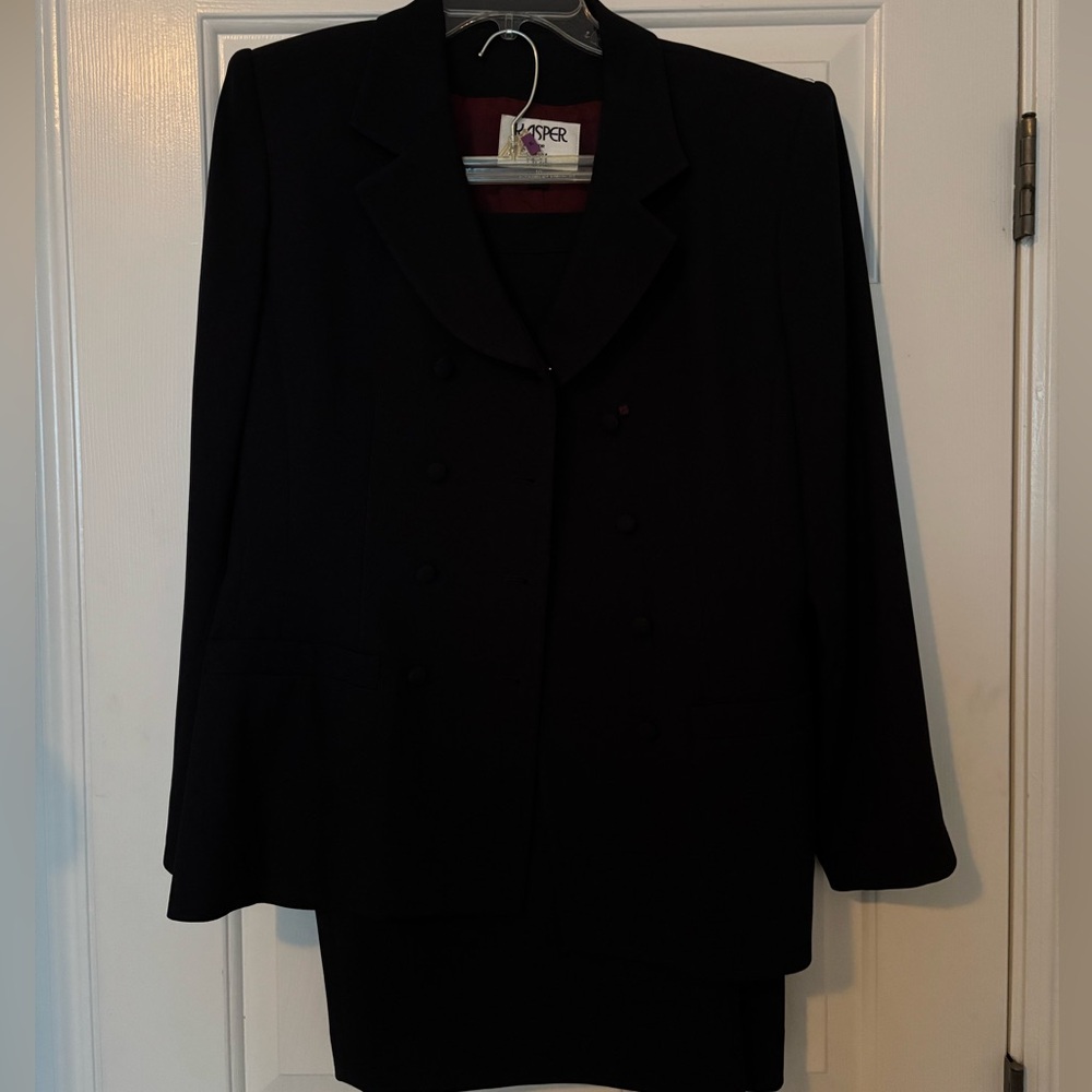Vintage Kasper for ASL Navy Skirt Suit Set